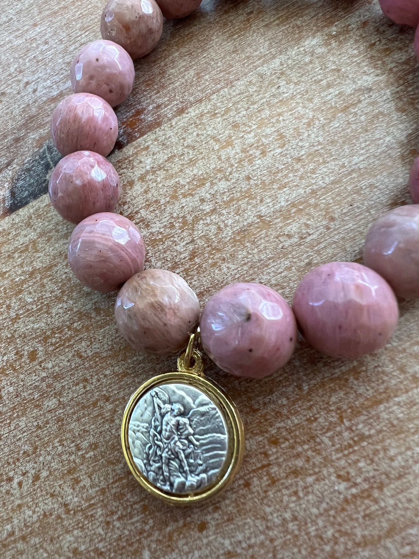Rhodonite Guardian Angel Gemstone Bracelet Set
