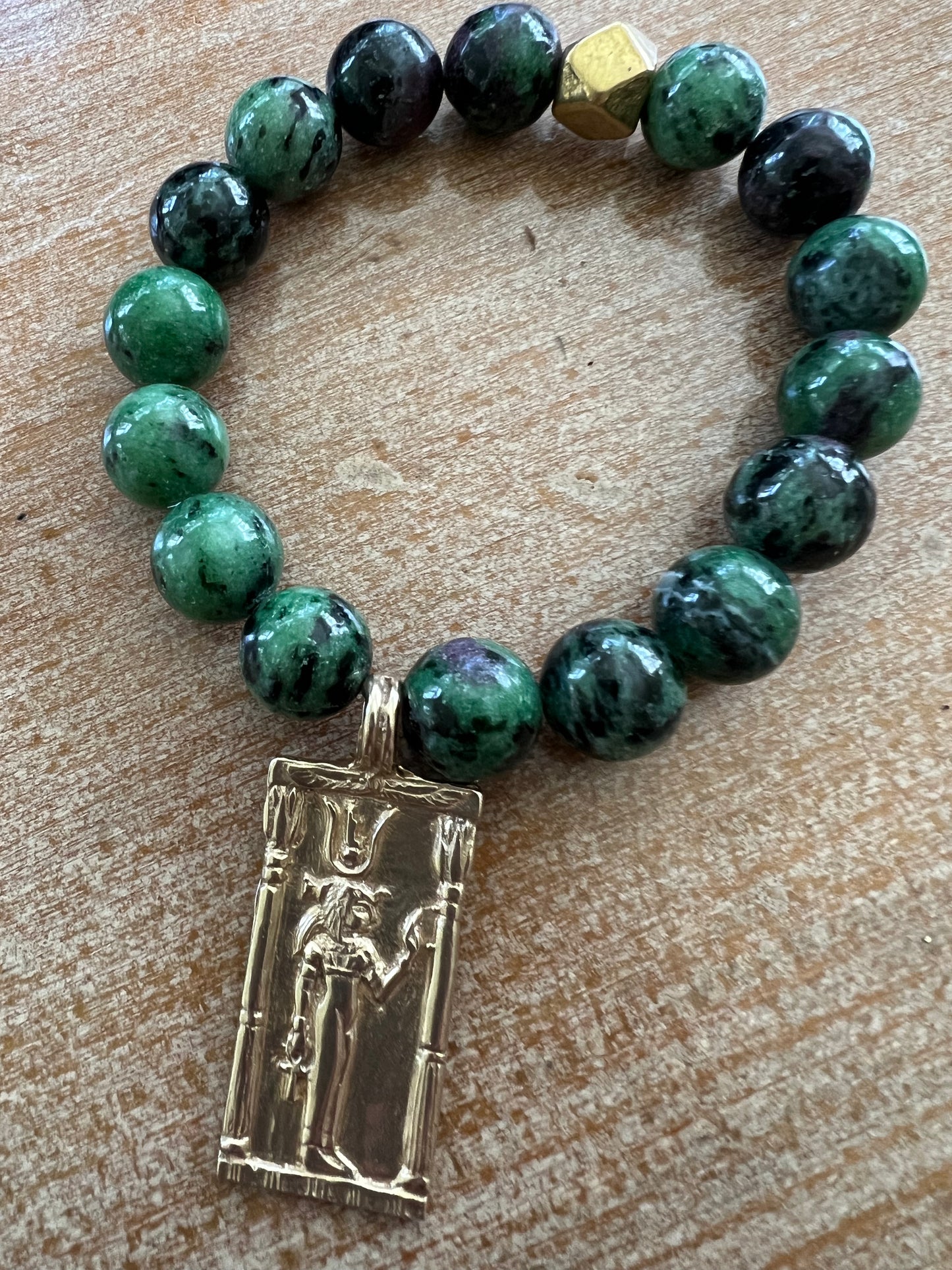Goddess Isis Ruby in Zoisite Gemstone Bracelet