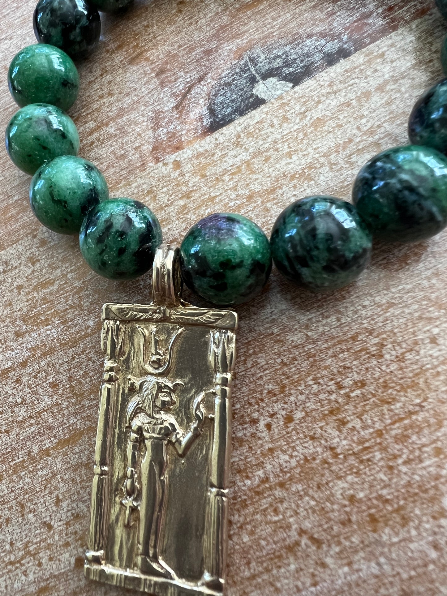 Goddess Isis Ruby in Zoisite Gemstone Bracelet