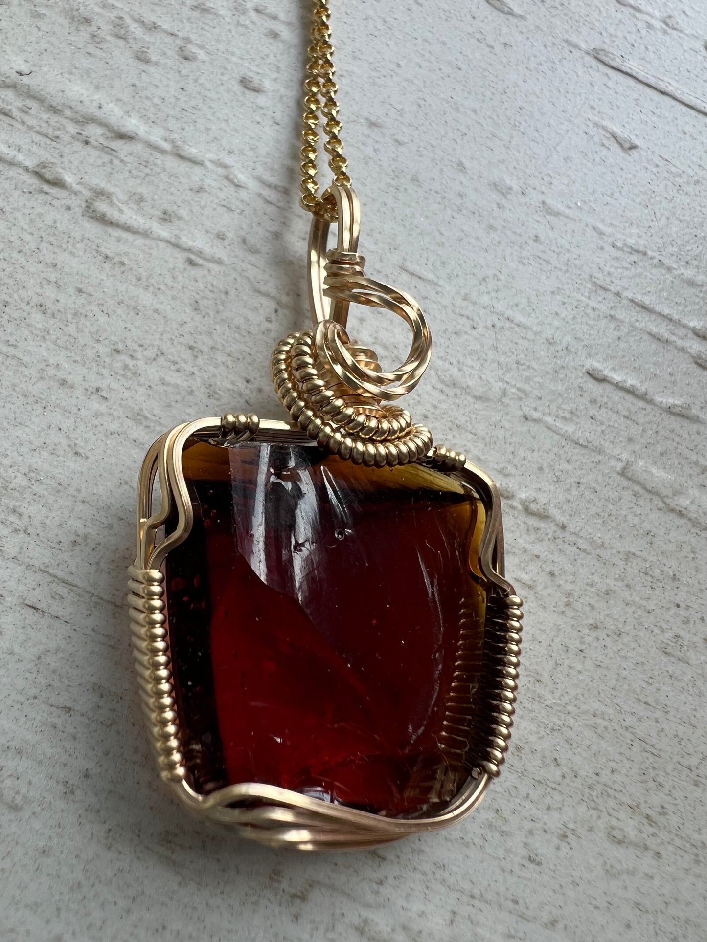 SOLARIS ANDARA Gold Vermeil Wire Wrapped Reiki Charged Pendant