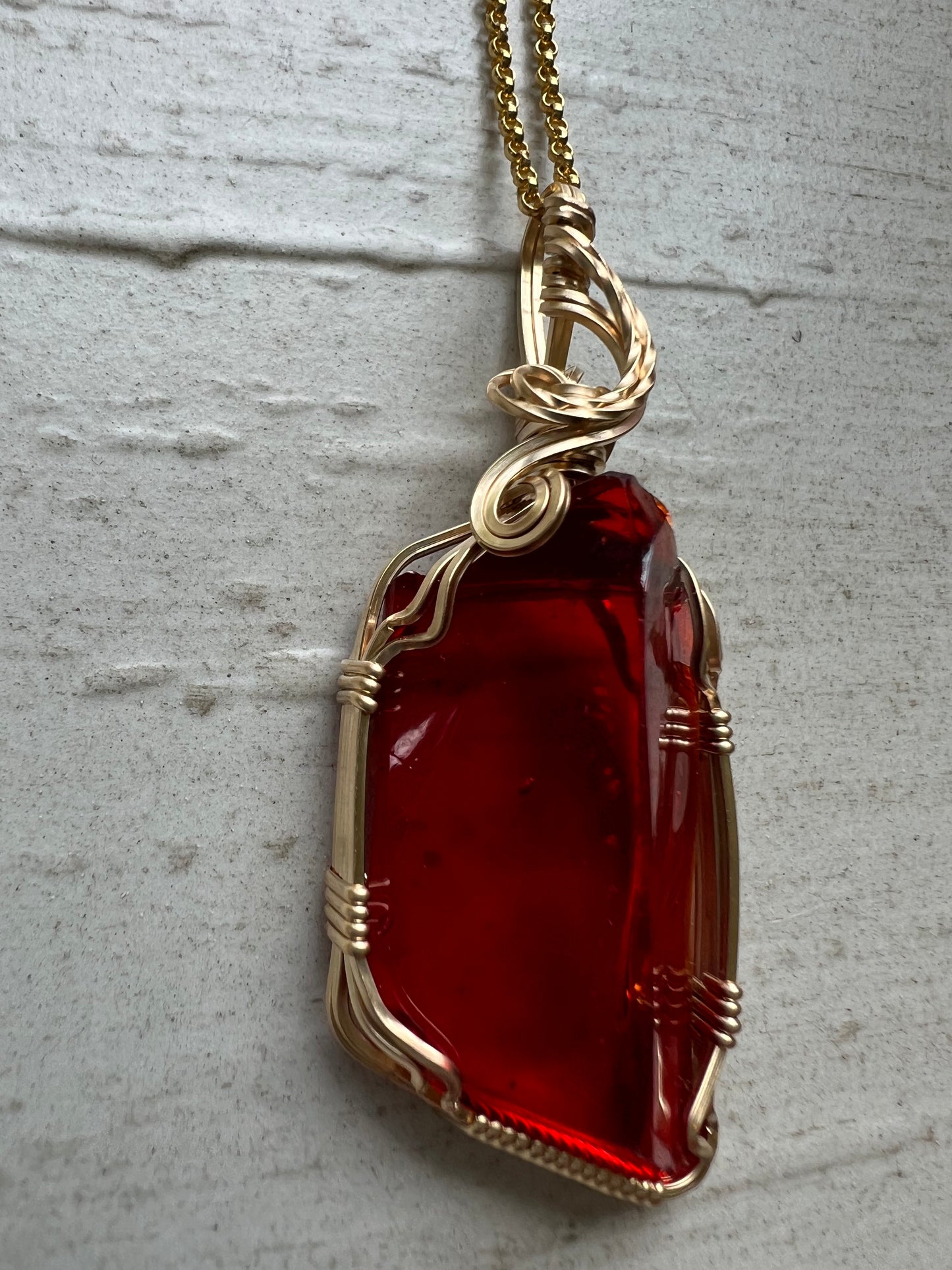 SOLARIS  II ANDARA Gold Vermeil Wire Wrapped Reiki Charged Pendant